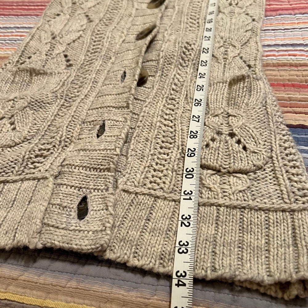 Aeropostale Tan Cable Knit Short Sleeve Cardigan‎ Sweater Dress S P - Picture 7 of 7